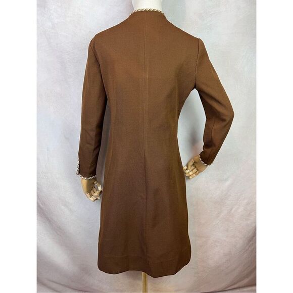 Vintage 70s 60s Brown Shift Dress Mod MCM GoGo Disco Size Medium - Picture 4 of 10